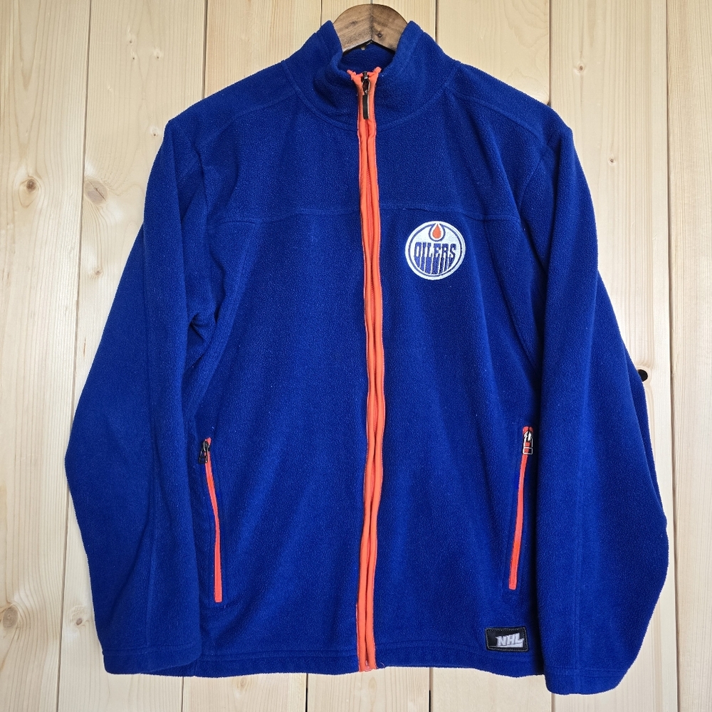Edmonton Oilers NHL Hockey Fleece Zip Up Sweater Jacket Mens Medium